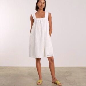NWT Everlane Eyelet Dress White Large Lined